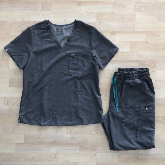 FIGS Gray Technical Collection Shirt Jogger Scrub Set Women's Large - Picture 1 of 16